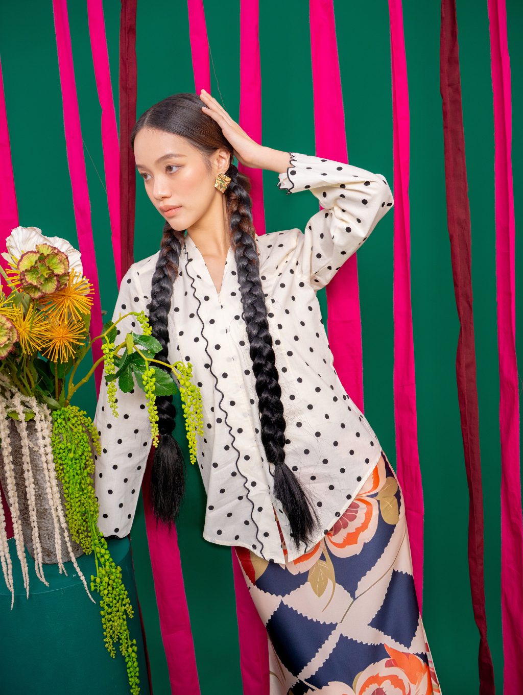 Elora Kebaya Top - Polka