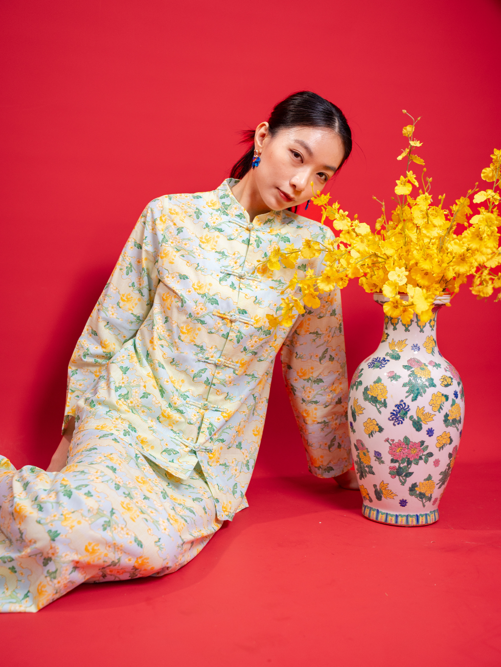 Mandarin Kurung - Mint Blue