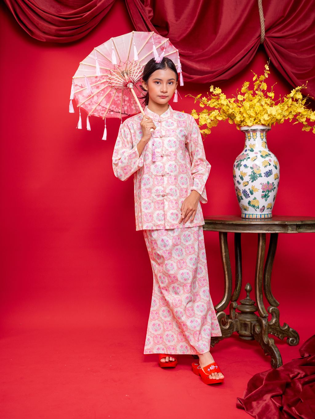KIDS Mandarin Kurung - Gui Peach