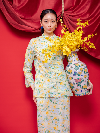 Mandarin Kurung - Mint Blue