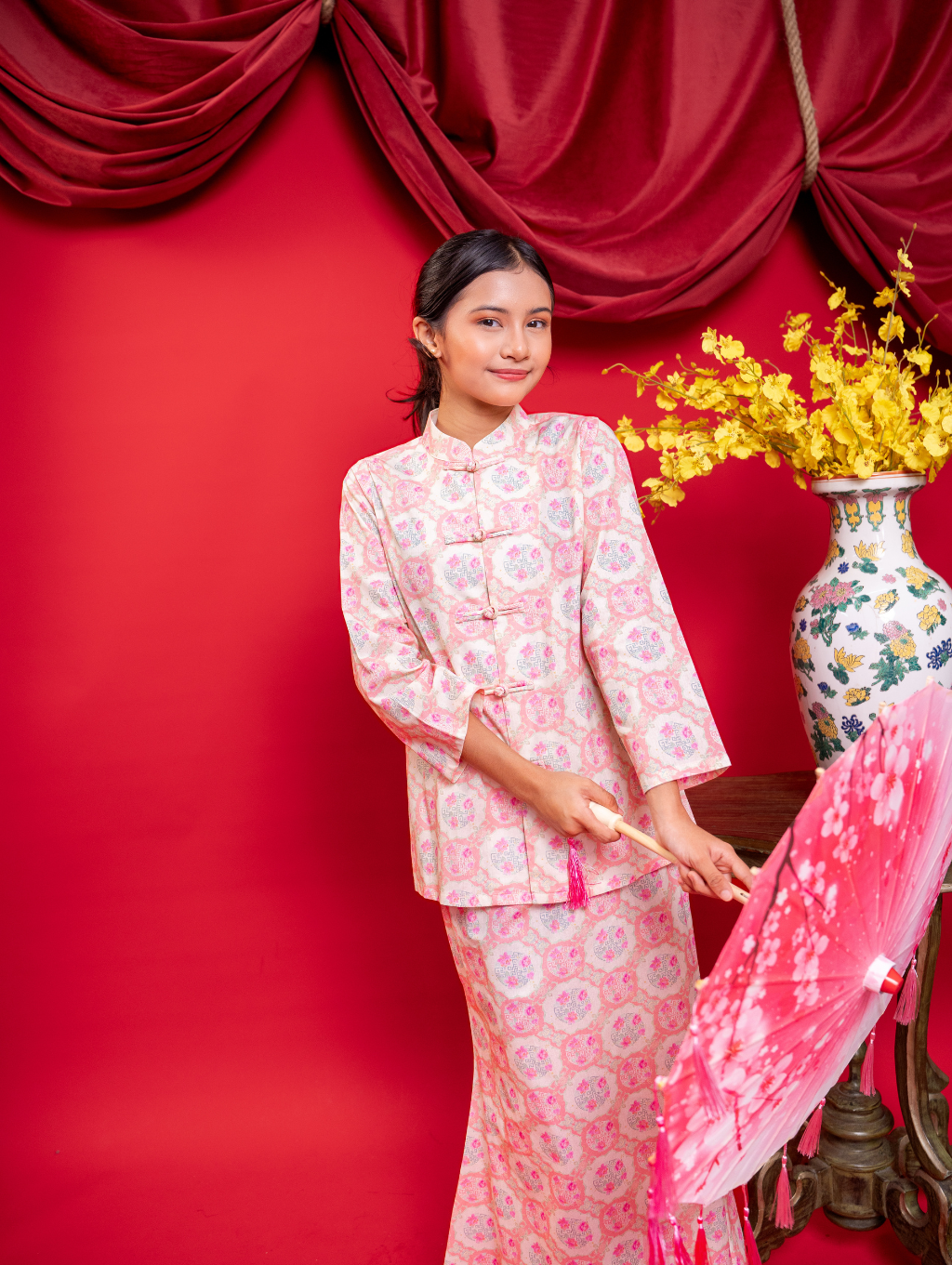 KIDS Mandarin Kurung - Gui Peach