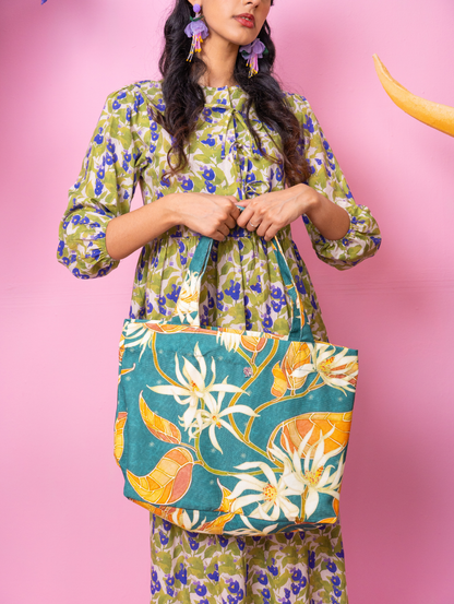 Canvas Tote Bag - Cempaka Teal