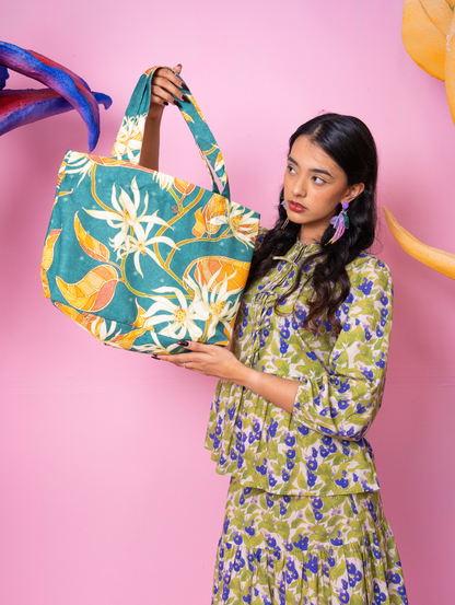 Canvas Tote Bag - Cempaka Teal