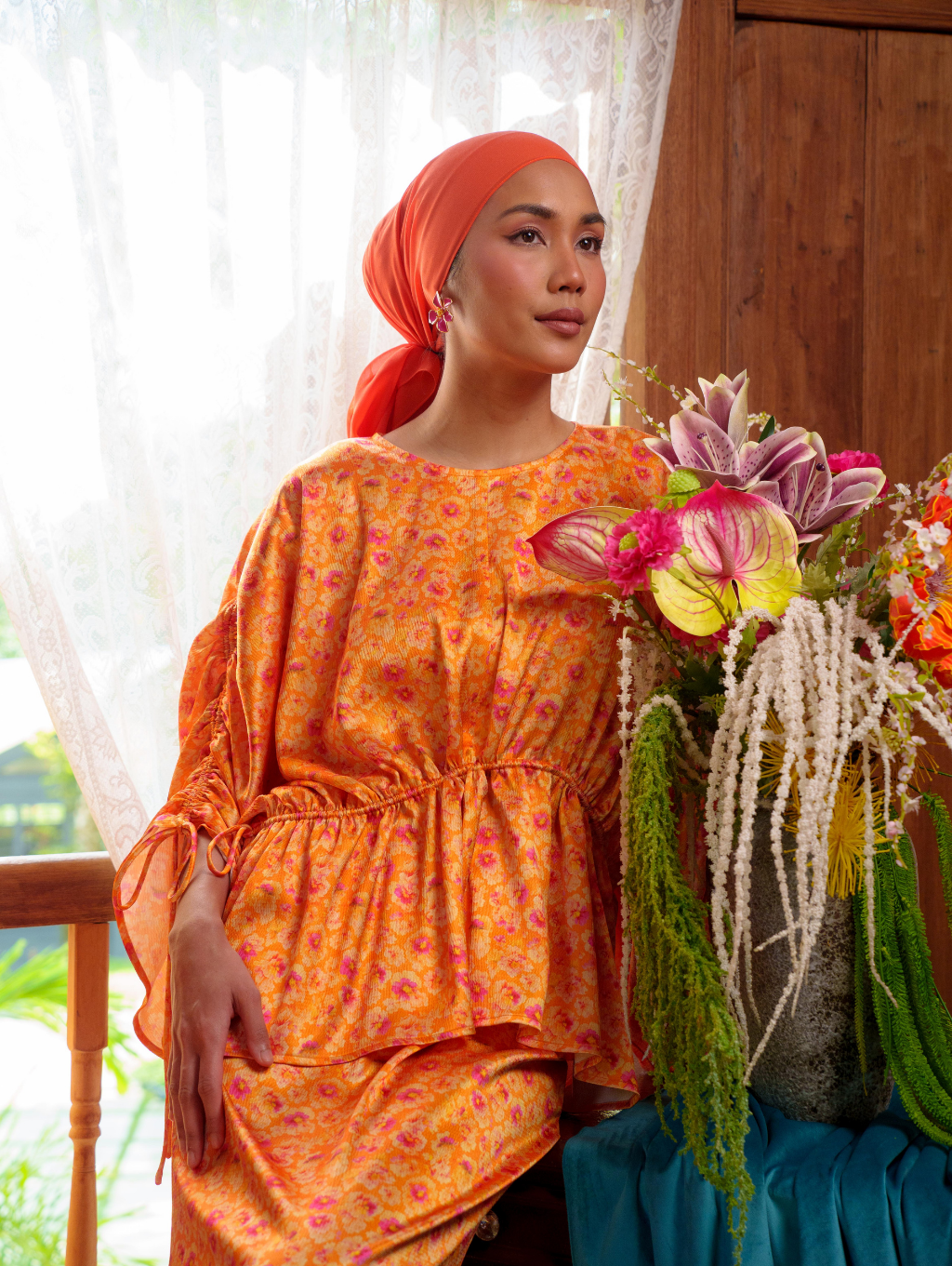 Dovey Gathered Set - Wisp Orange