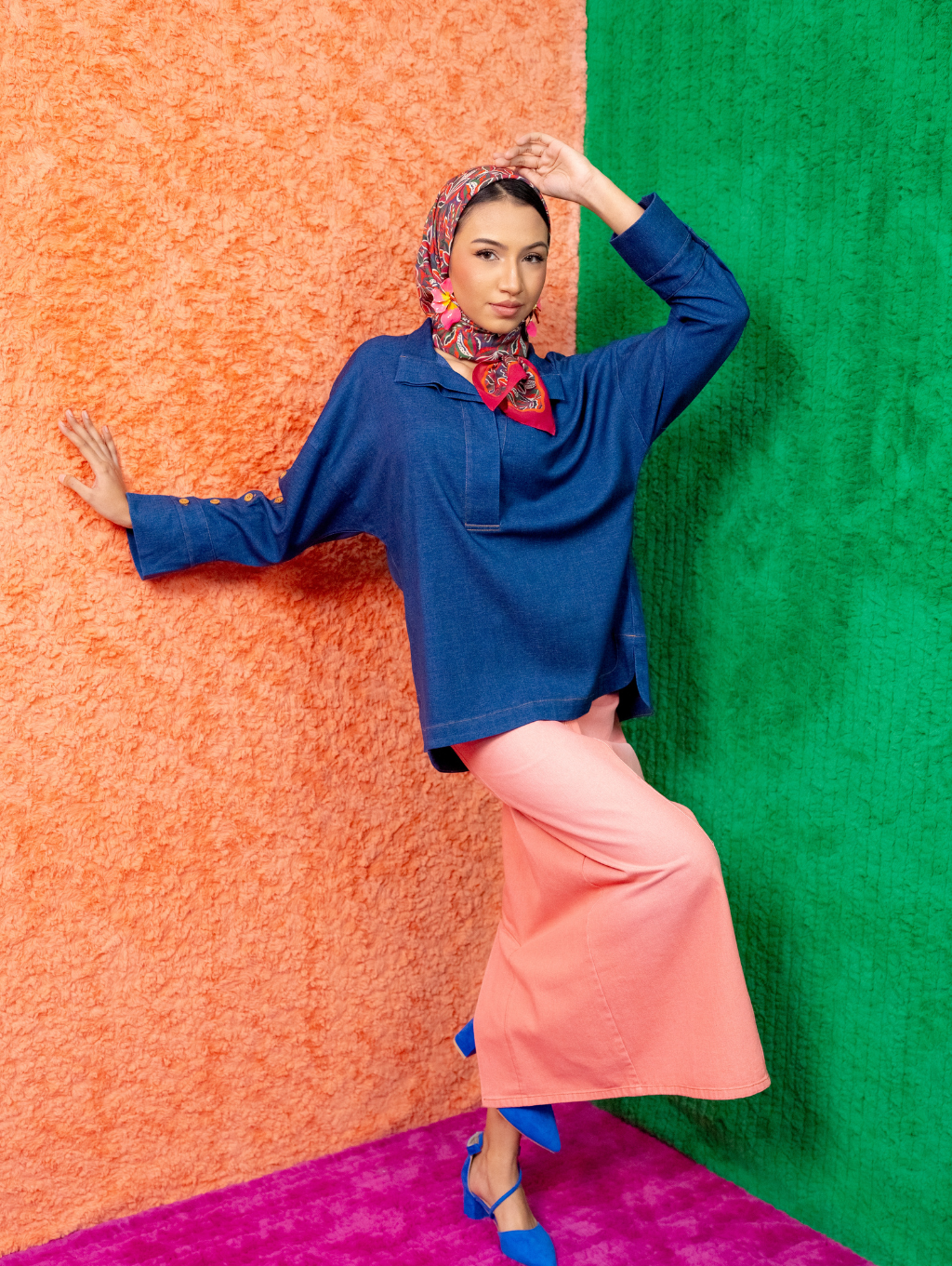 Jade Denim Skirt - Pink