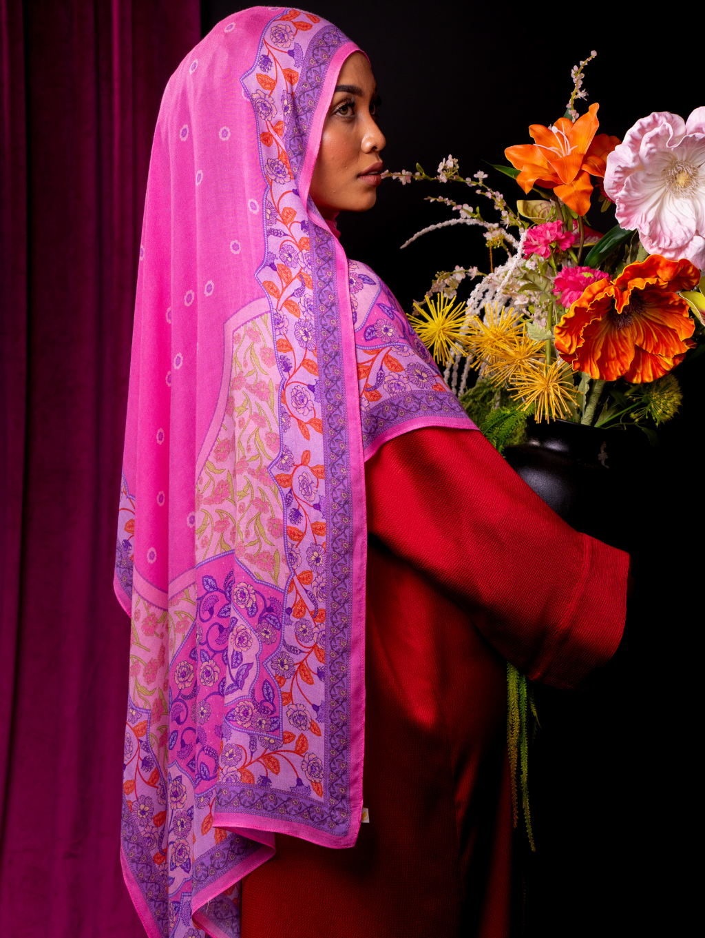 Lana Modal Shawl - Mughal Pink