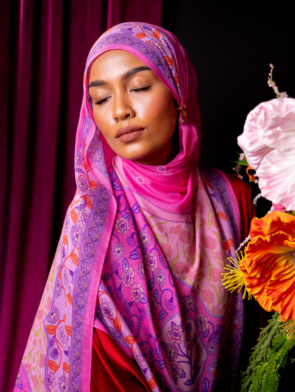 Lana Modal Shawl - Mughal Pink