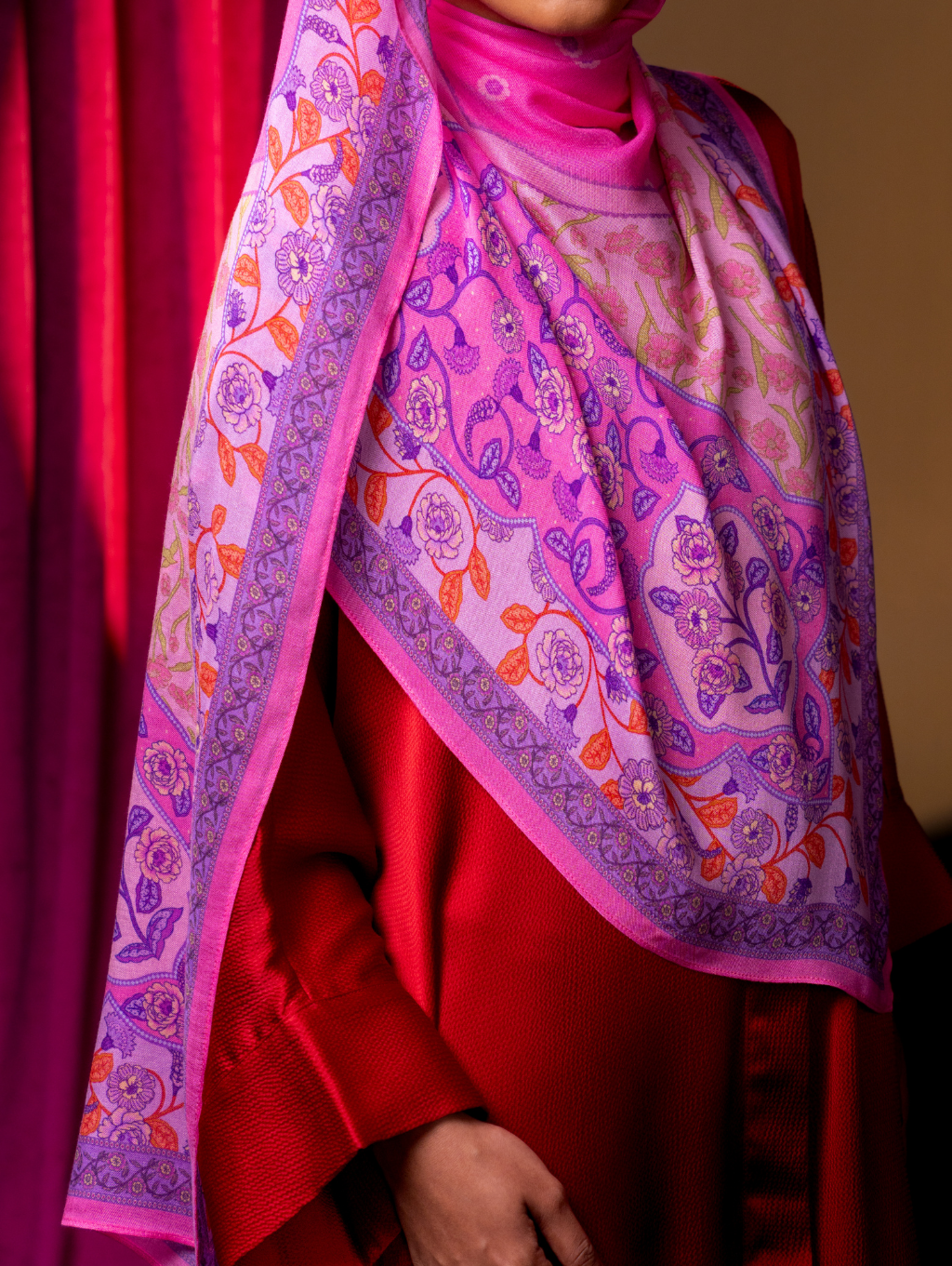 Lana Modal Shawl - Mughal Pink