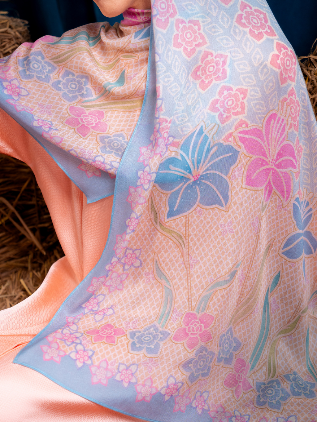 Lana Modal Shawl - Blossom Weave Blue