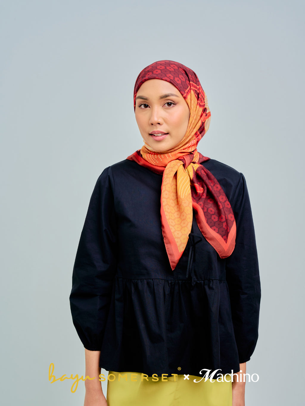 Square Scarf - Darling Bloom in Hana Maroon