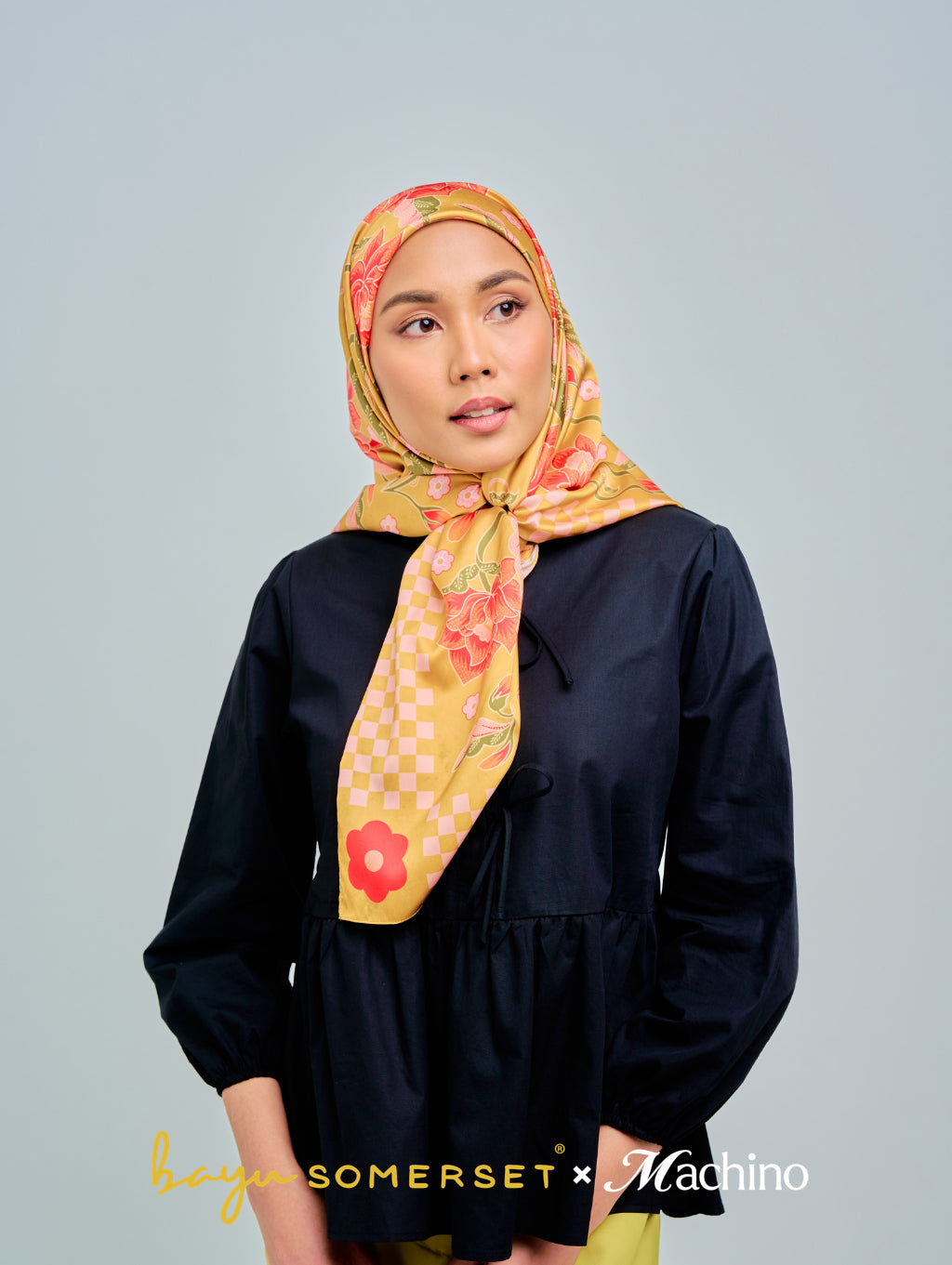 Square Scarf - Amber Bloom in Hana Sage