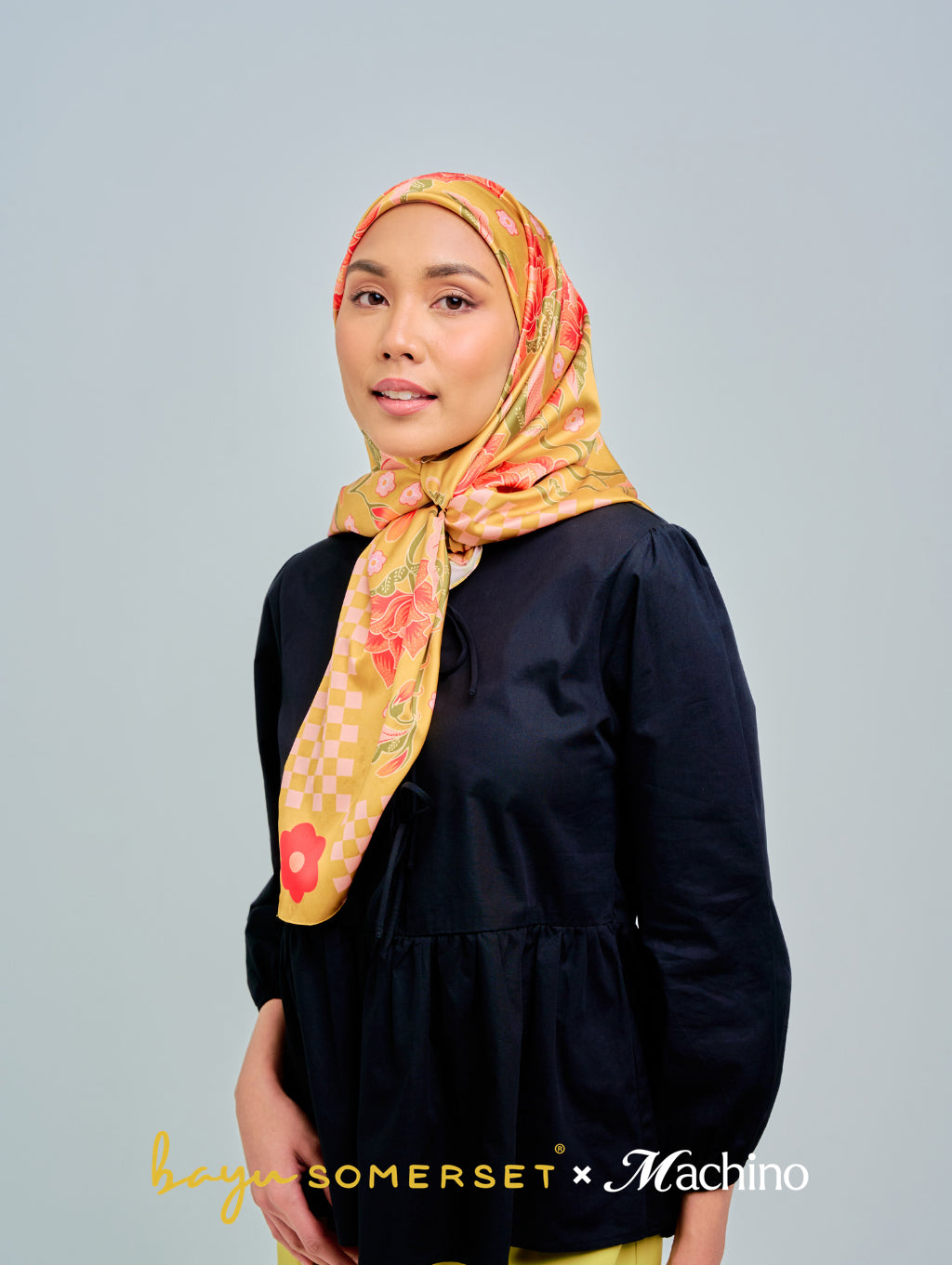 Square Scarf - Amber Bloom in Hana Sage