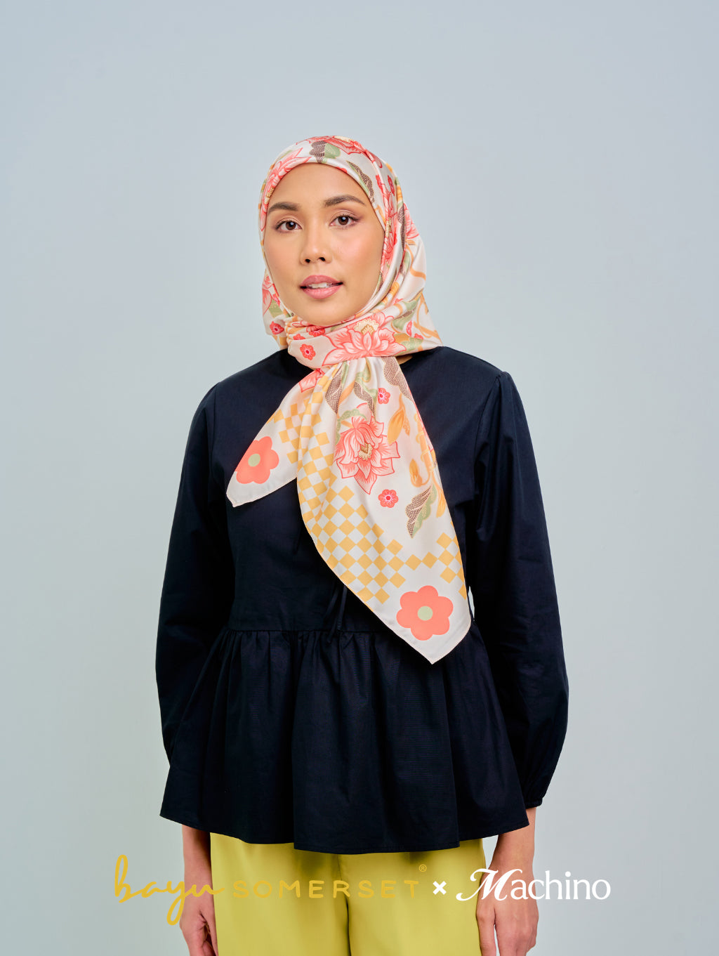 Square Scarf - Amber Bloom in Hana Cream