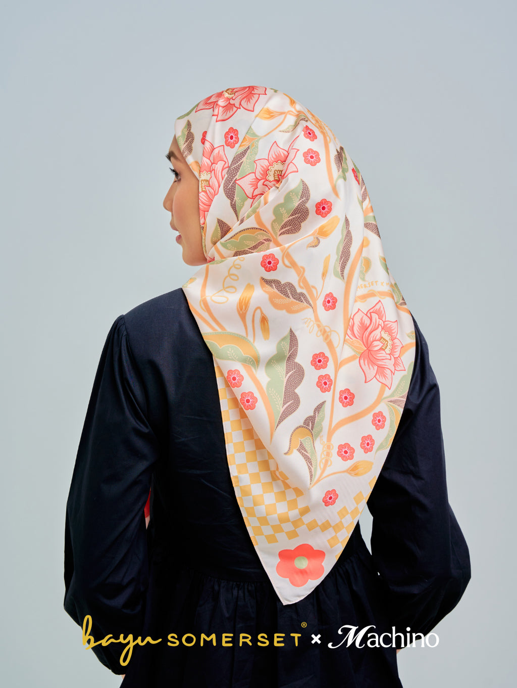 Square Scarf - Amber Bloom in Hana Cream