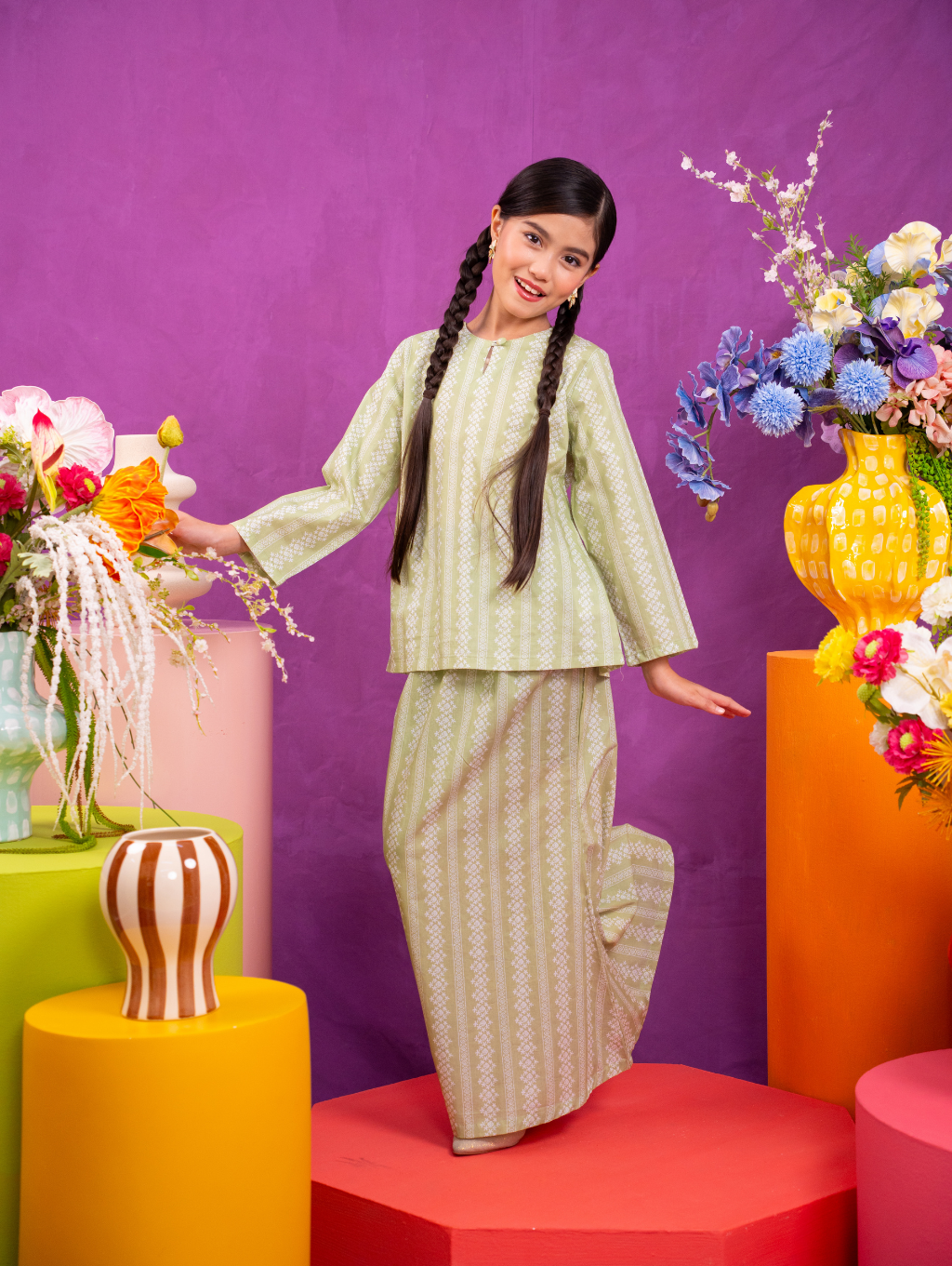 KIDS Mandisa Kurung in Green