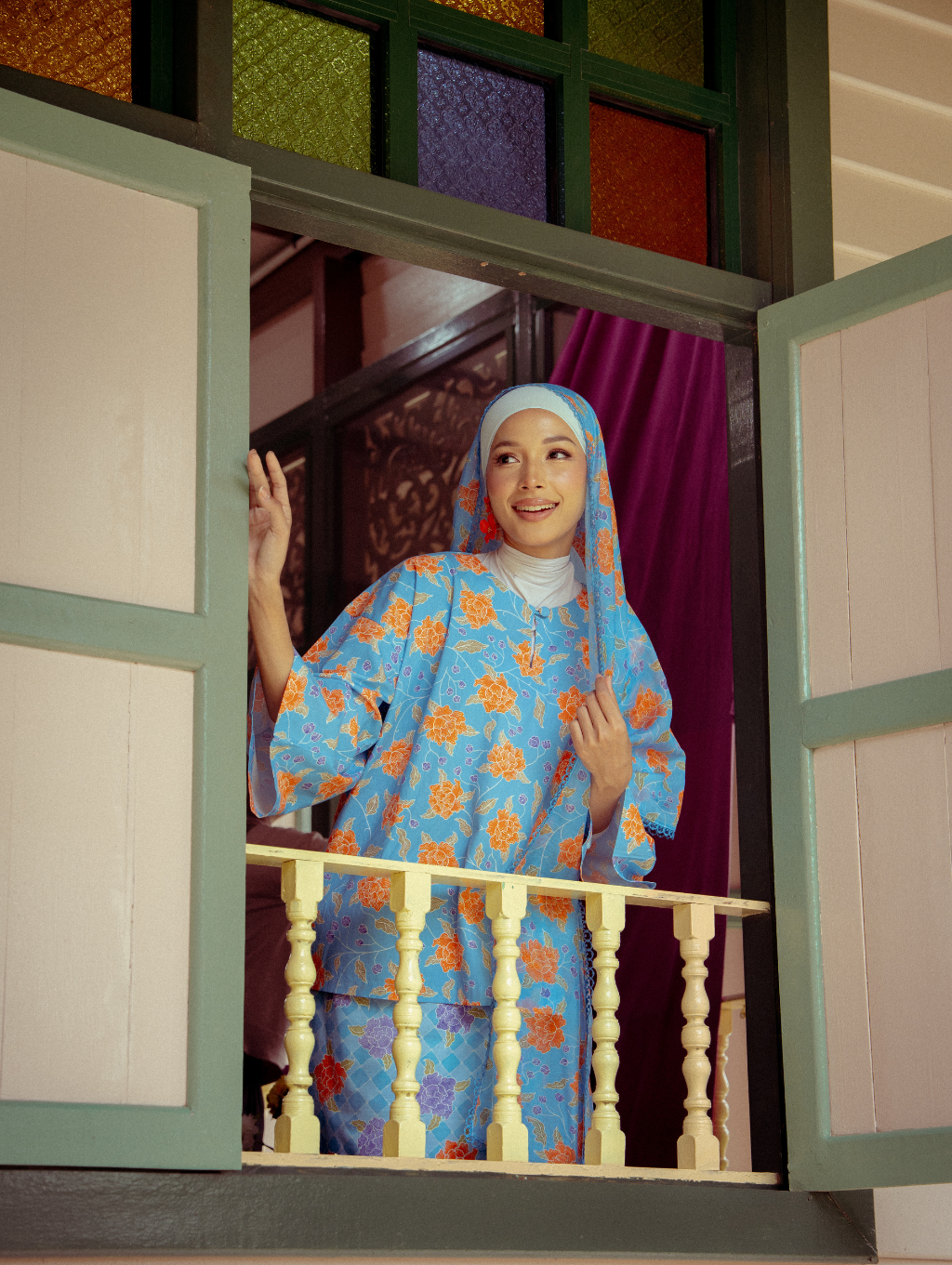 Tilly Oversized Kurung - Warisan Purnama Biru