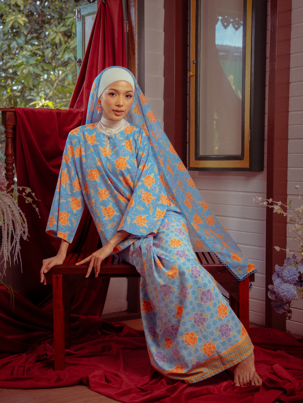 Tilly Oversized Kurung - Warisan Purnama Biru