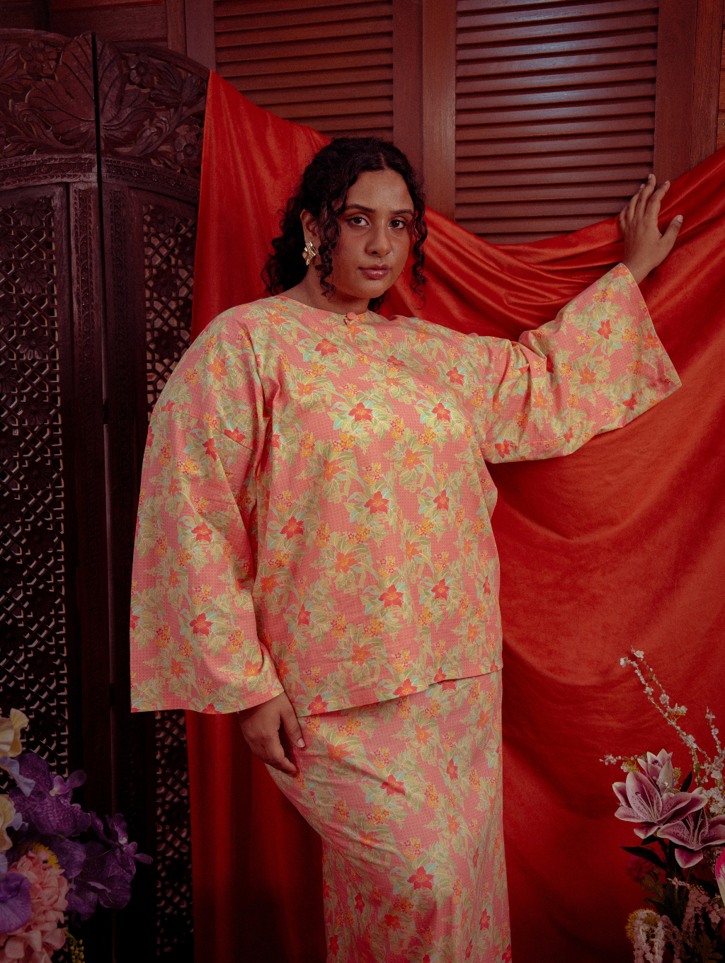 Tilly Oversized Kurung - Warisan Merah Jambu