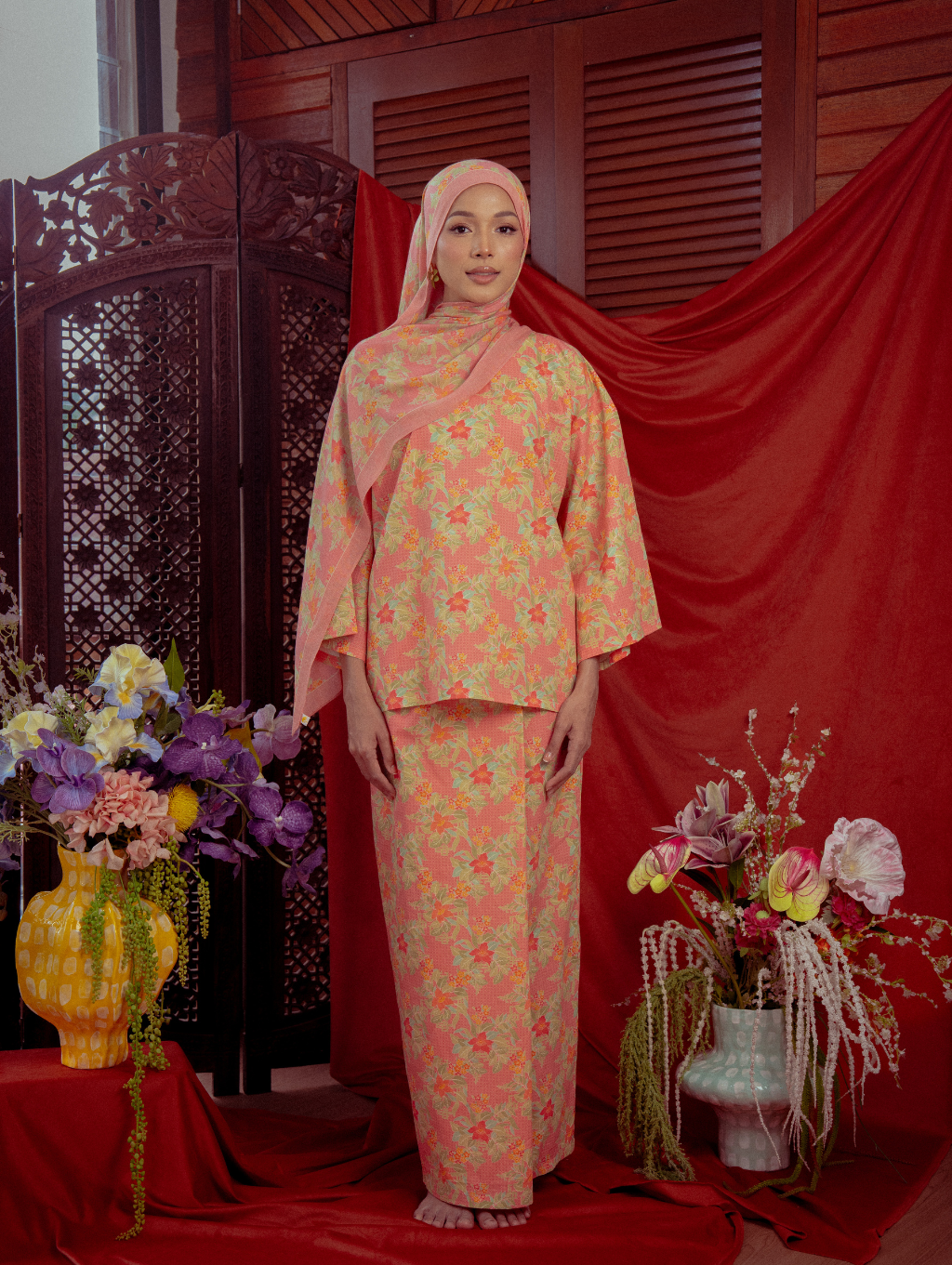 Tilly Oversized Kurung - Warisan Merah Jambu