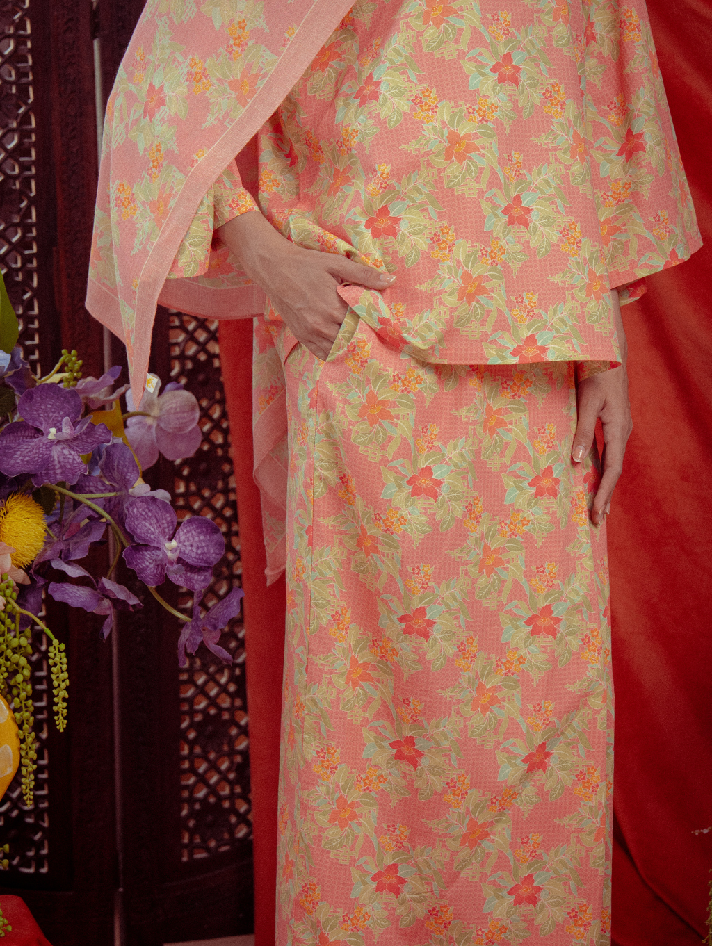 Tilly Oversized Kurung - Warisan Merah Jambu