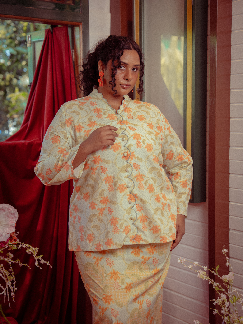 Noura Scalloped Kurung - Allunara Green