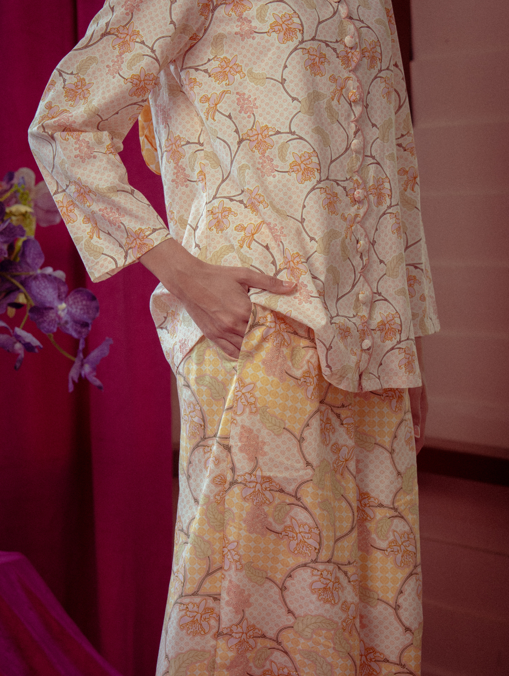 Noura Scalloped Kurung - Allunara Pink