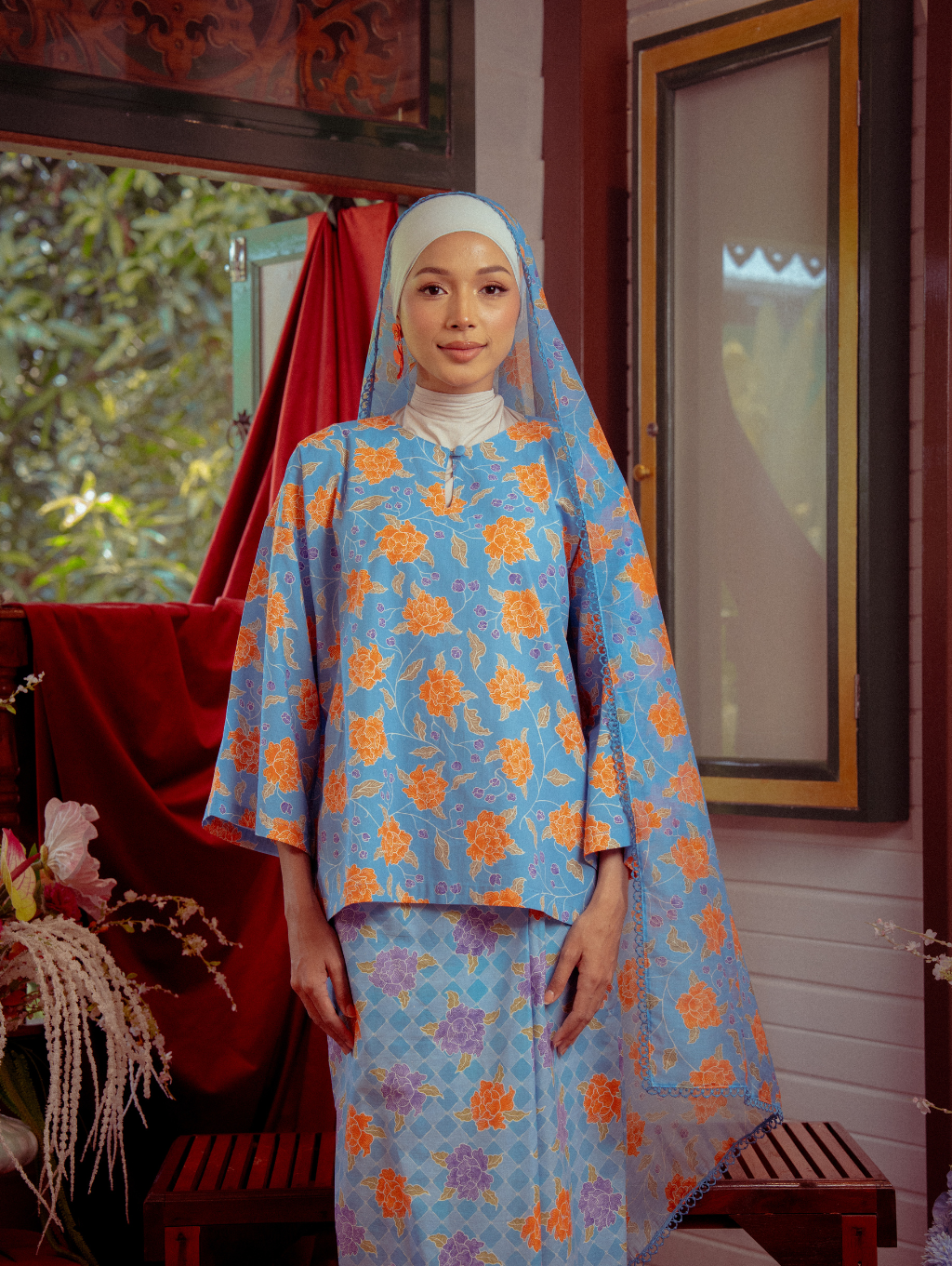 Tilly Oversized Kurung - Warisan Purnama Biru