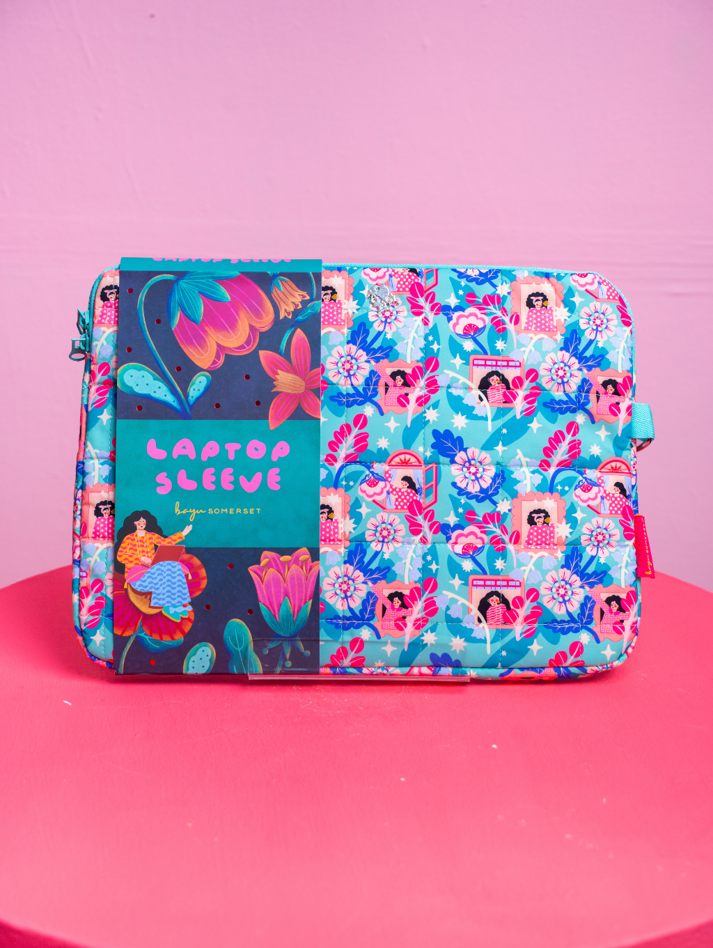Molly Laptop Sleeve - Tropical Feast Tiffany Blue