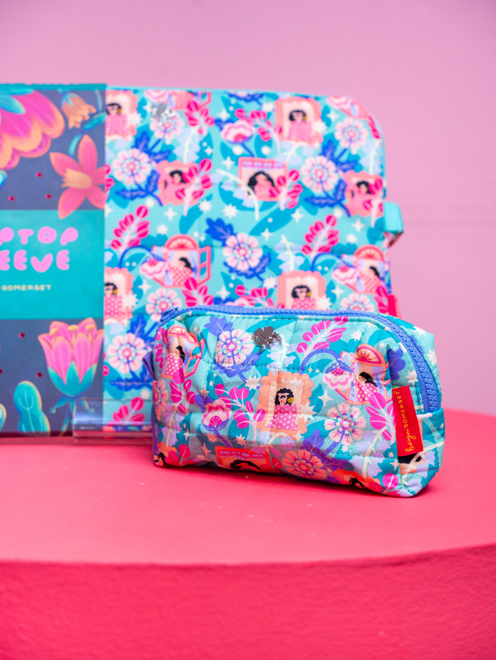 Molly Vanity Bag - Tropical Feast Tiffany Blue