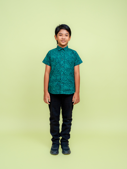 KIDS Basil Shirt - Grain Teal