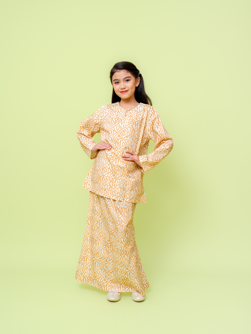 KIDS Grain Kurung - Cream