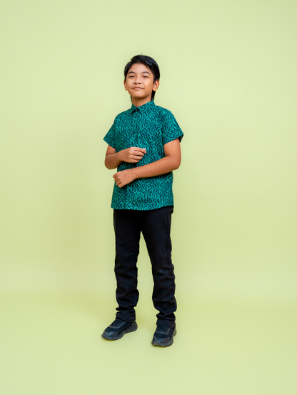 KIDS Basil Shirt - Grain Teal