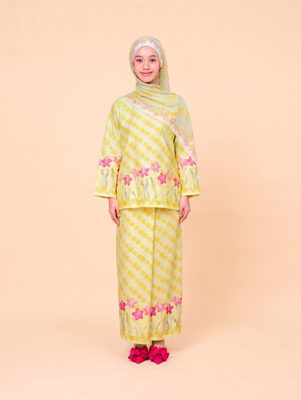 Blossom Weave Kurung - Green