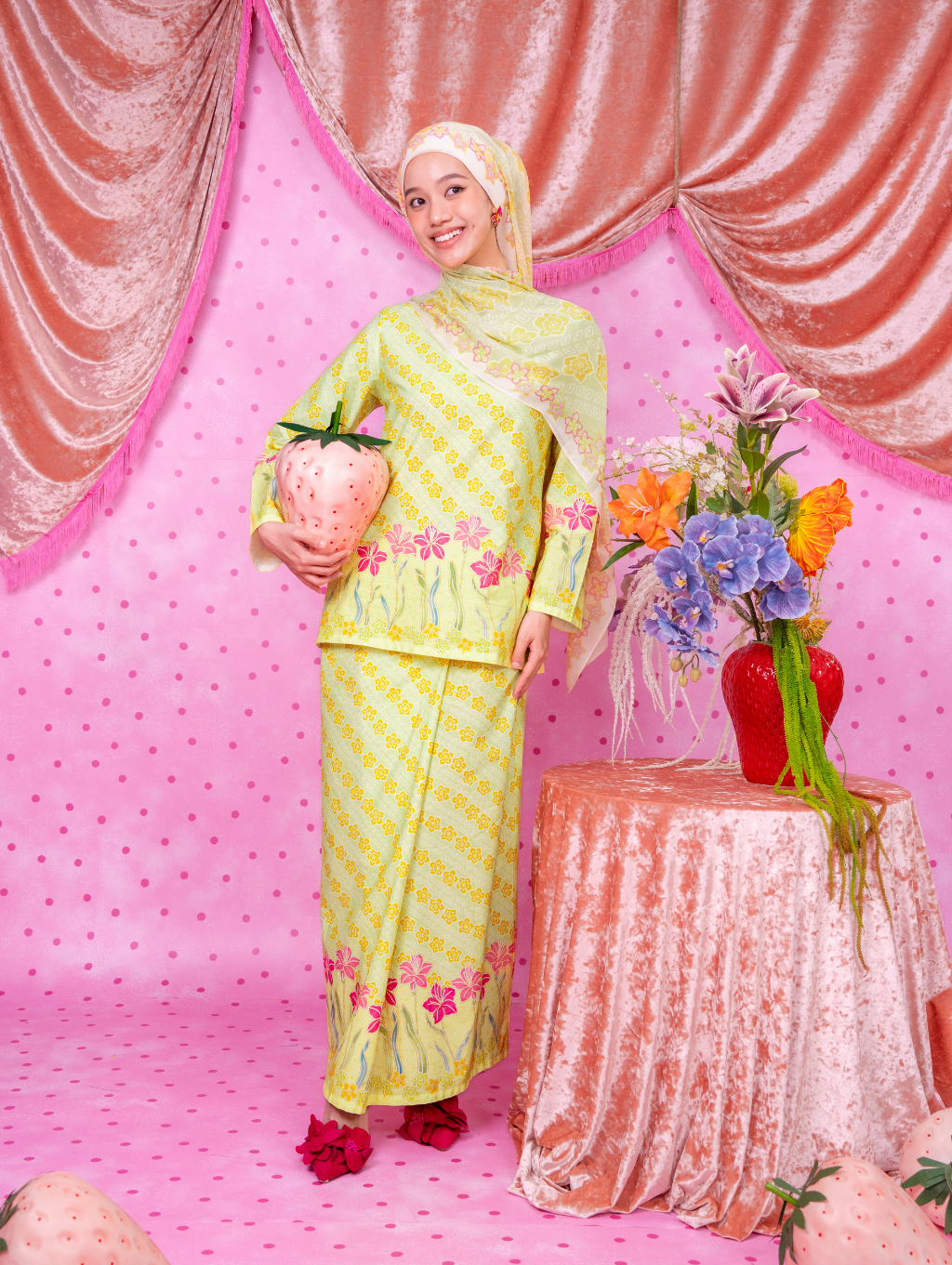 Blossom Weave Kurung - Green