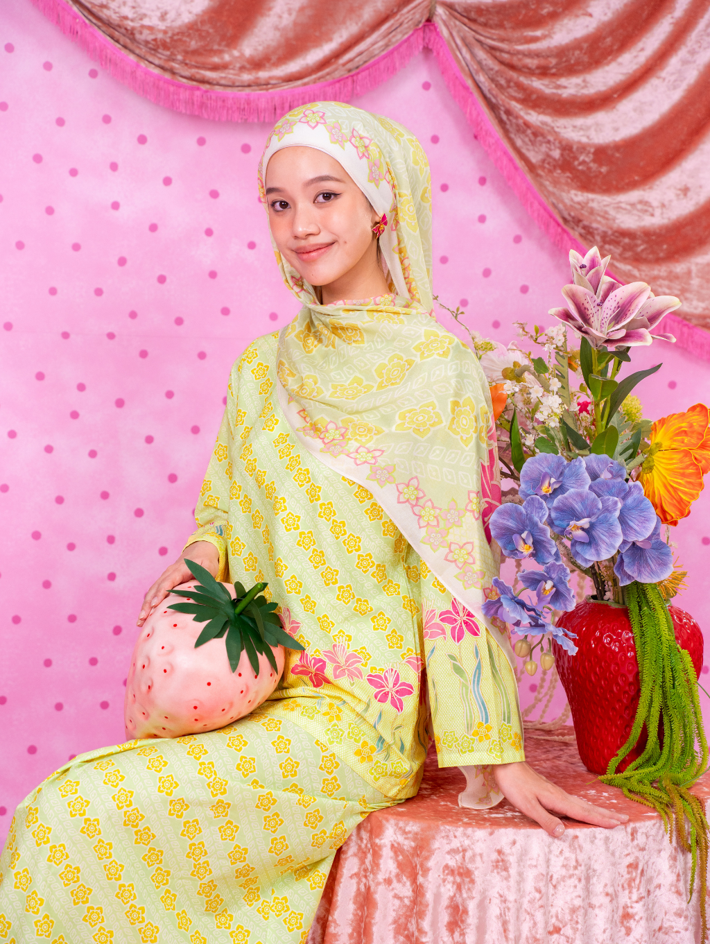 Blossom Weave Kurung - Green