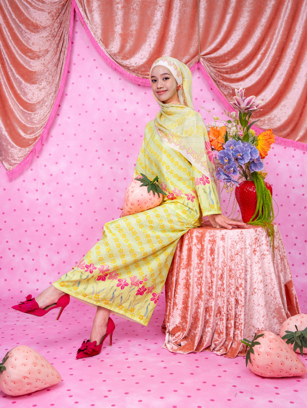 Blossom Weave Kurung - Green
