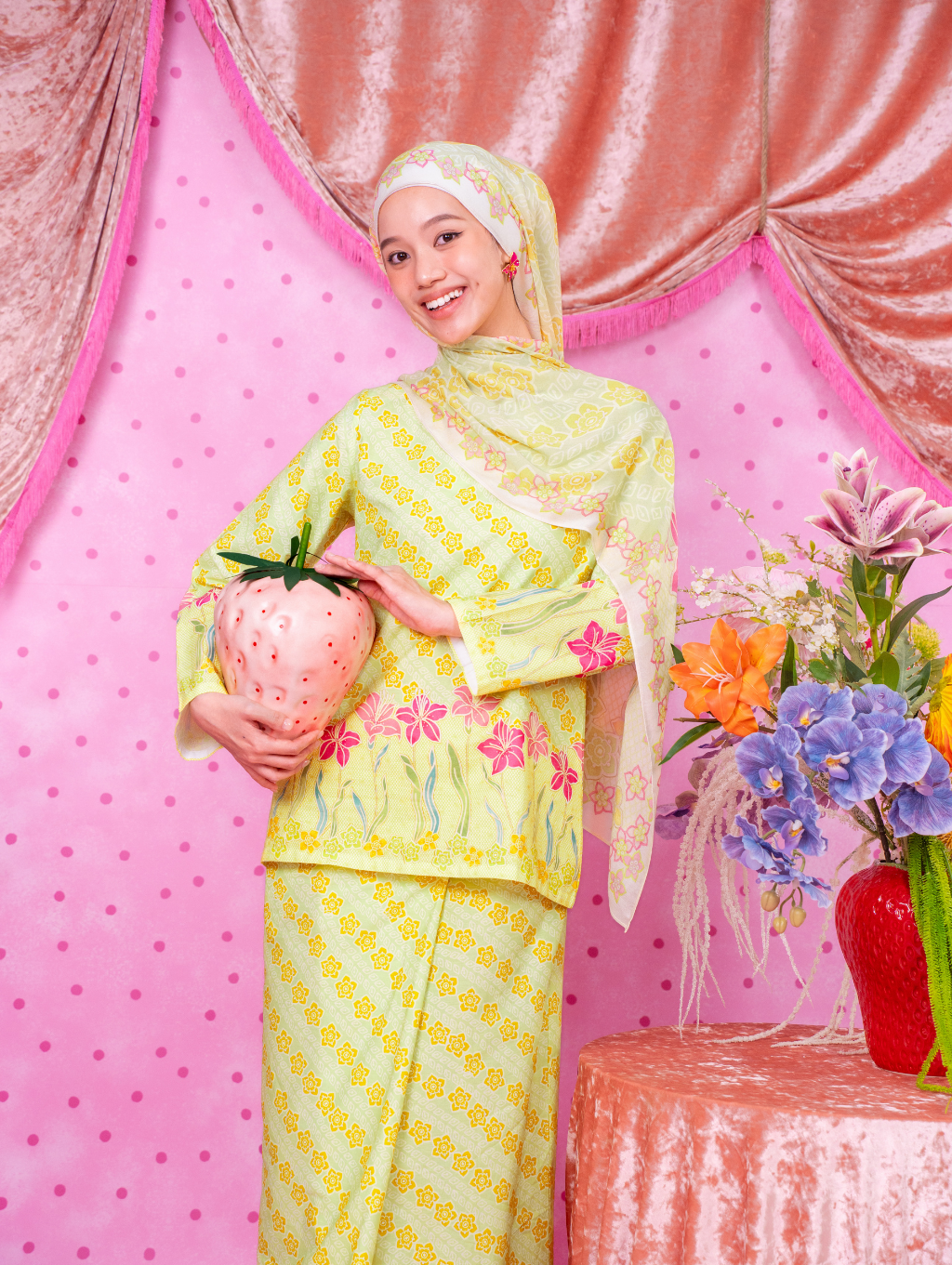 Blossom Weave Kurung - Green