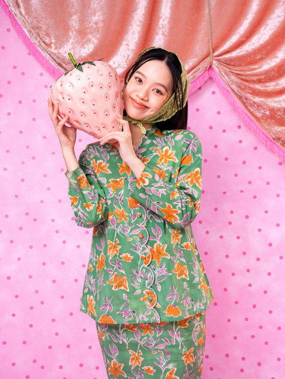Noura Scalloped Kurung - Strawbliss Green