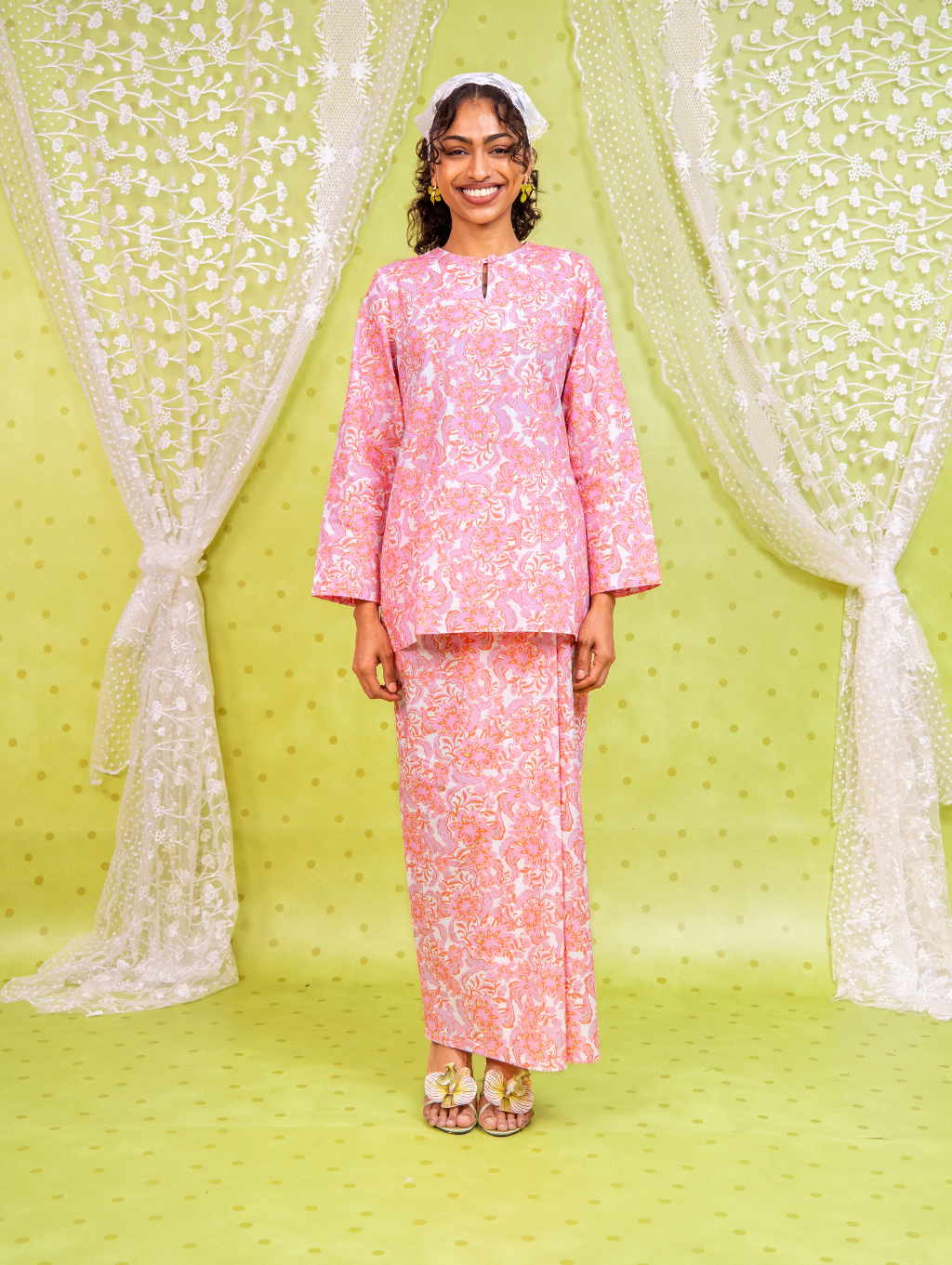 Whimsyberry Kurung - Soft Pink