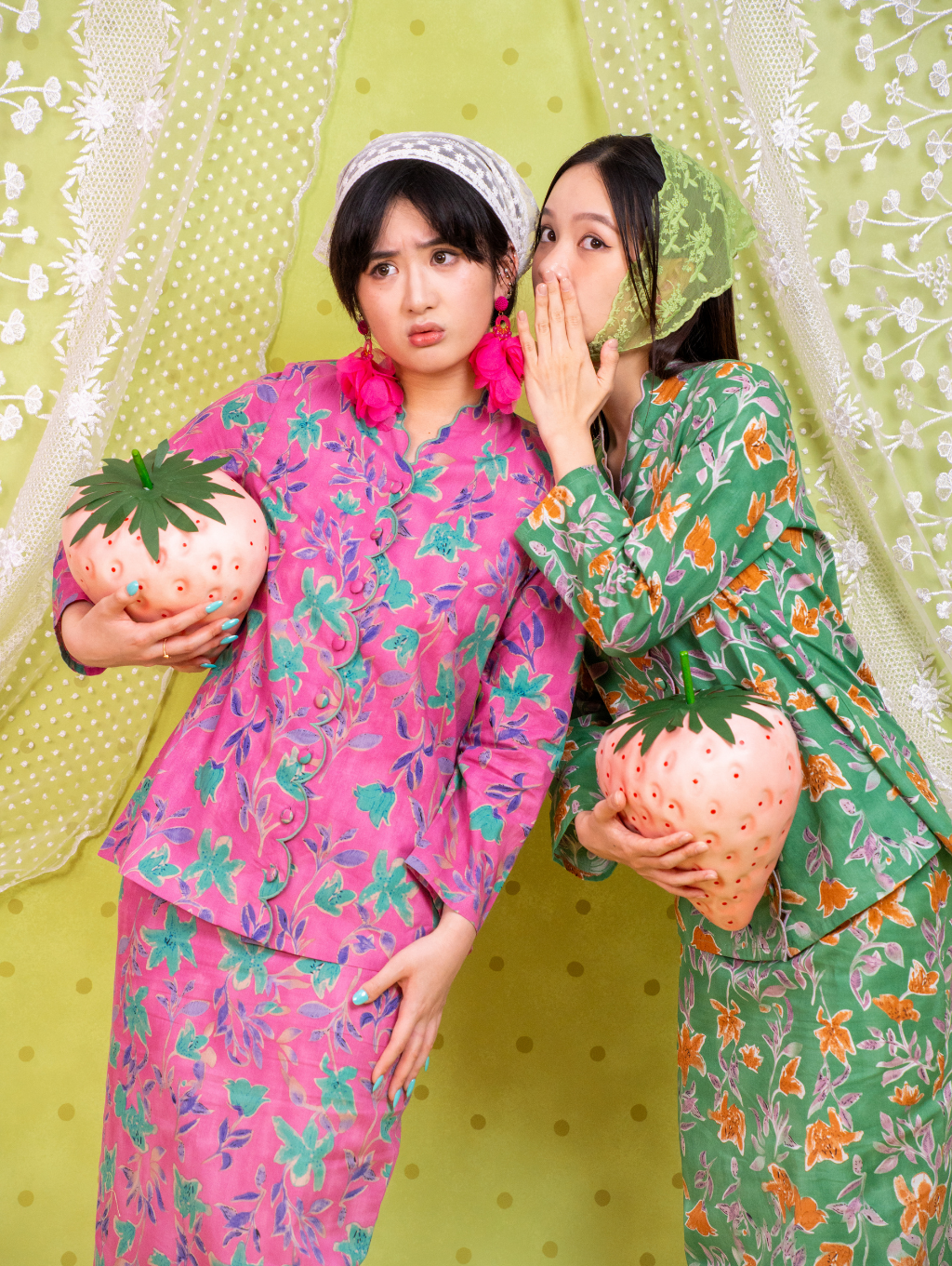 Noura Scalloped Kurung - Strawbliss Pink