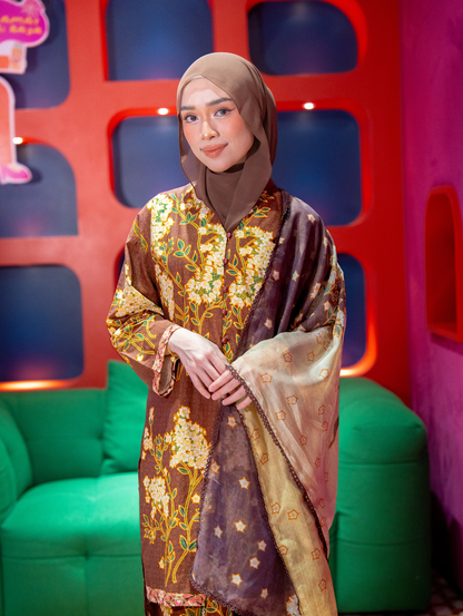 Mega Maxi Kebaya - Kesidang Brown (with shawl)