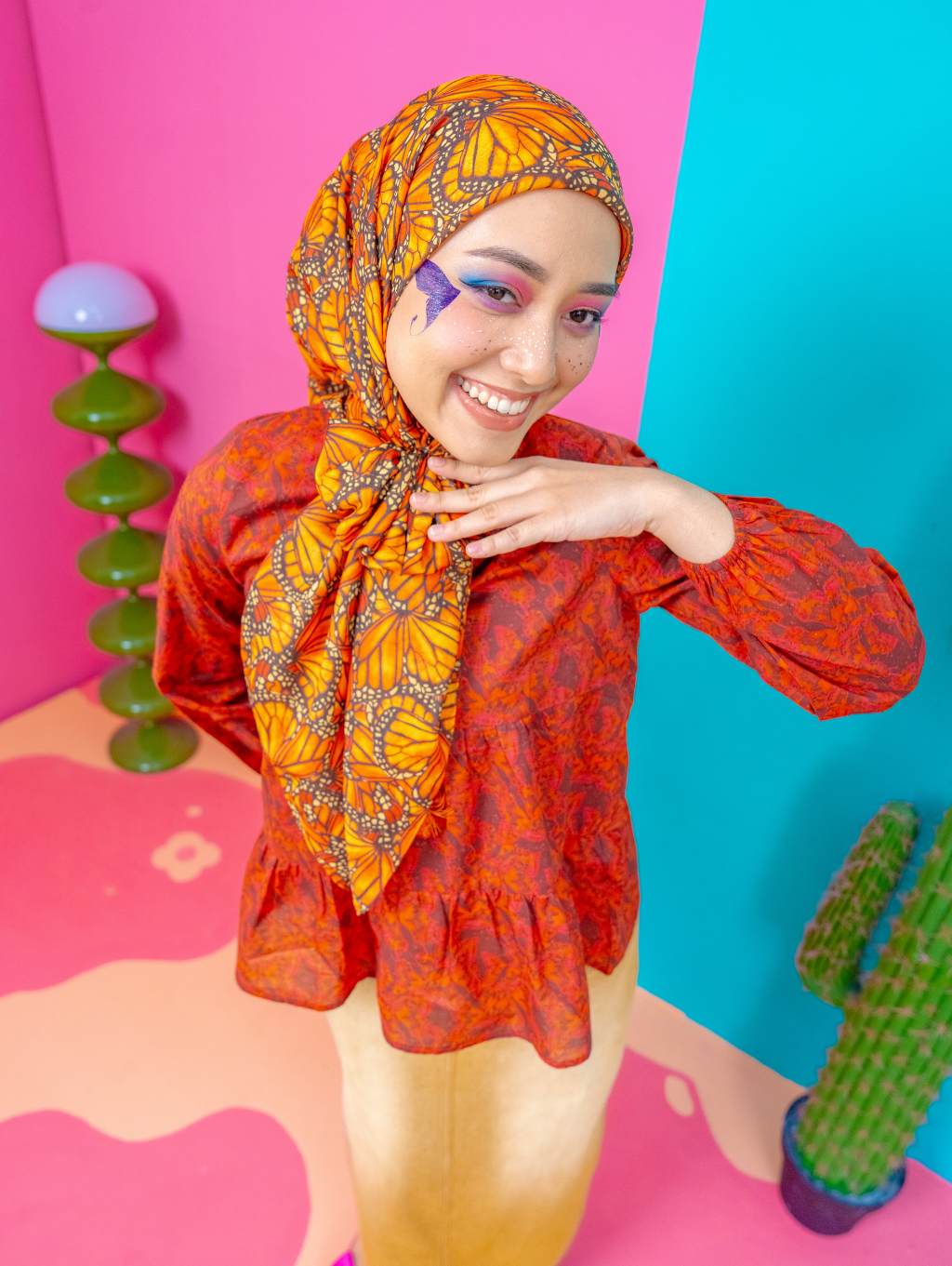Square Scarf - Mariposa Orange