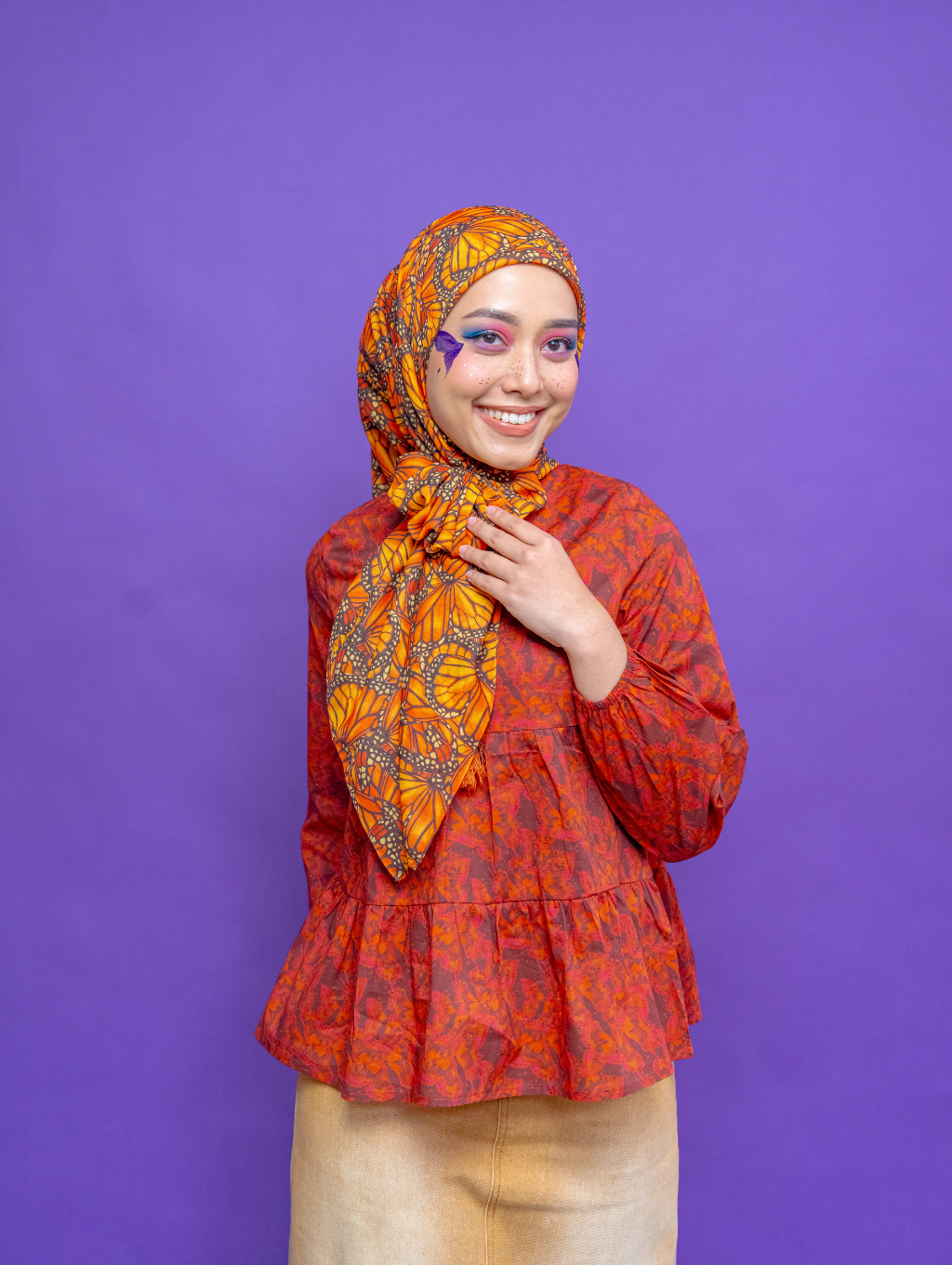 Square Scarf - Mariposa Orange