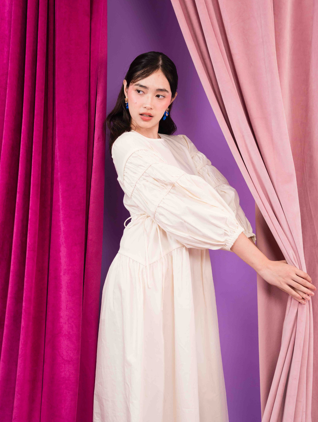Tiffany Gathered Dress - Off White