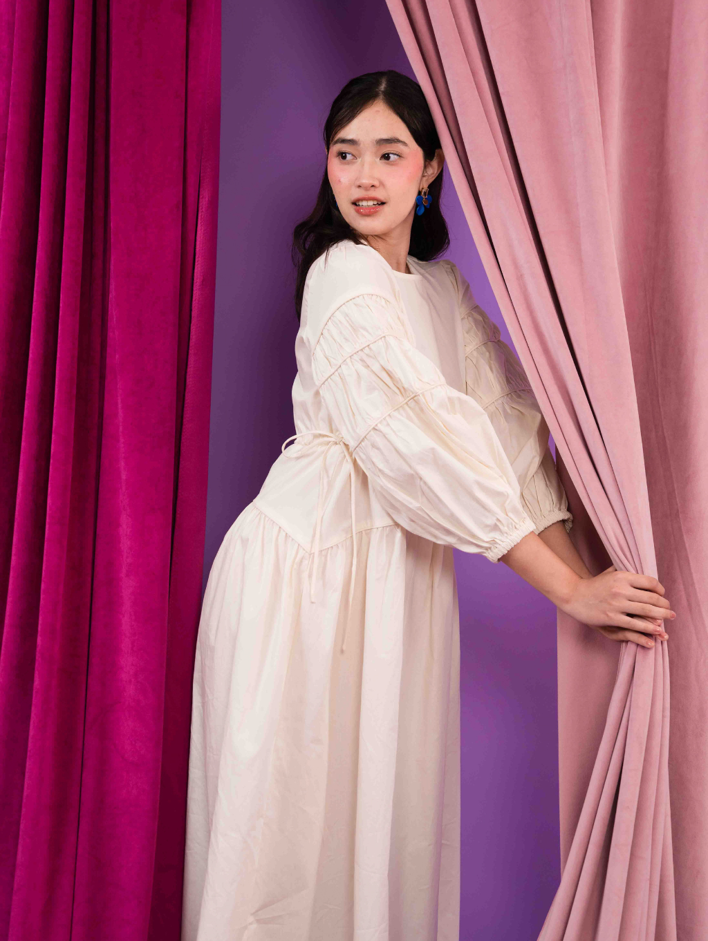 Tiffany Gathered Dress - Off White