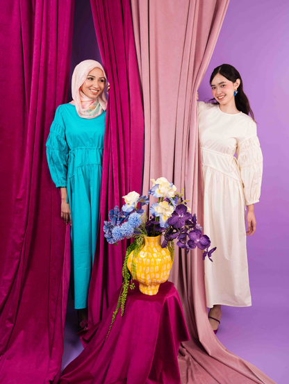 Tiffany Gathered Dress - Turquoise