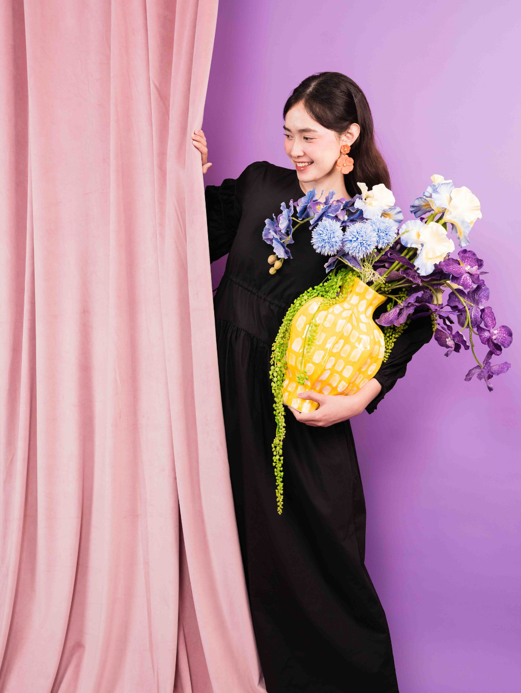 Tiffany Gathered Dress - Black