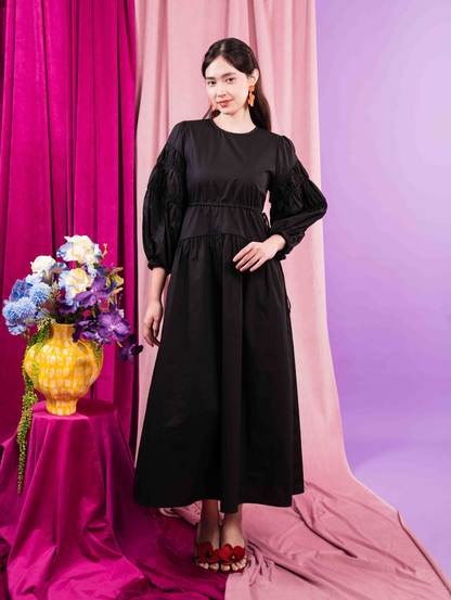 Tiffany Gathered Dress - Black