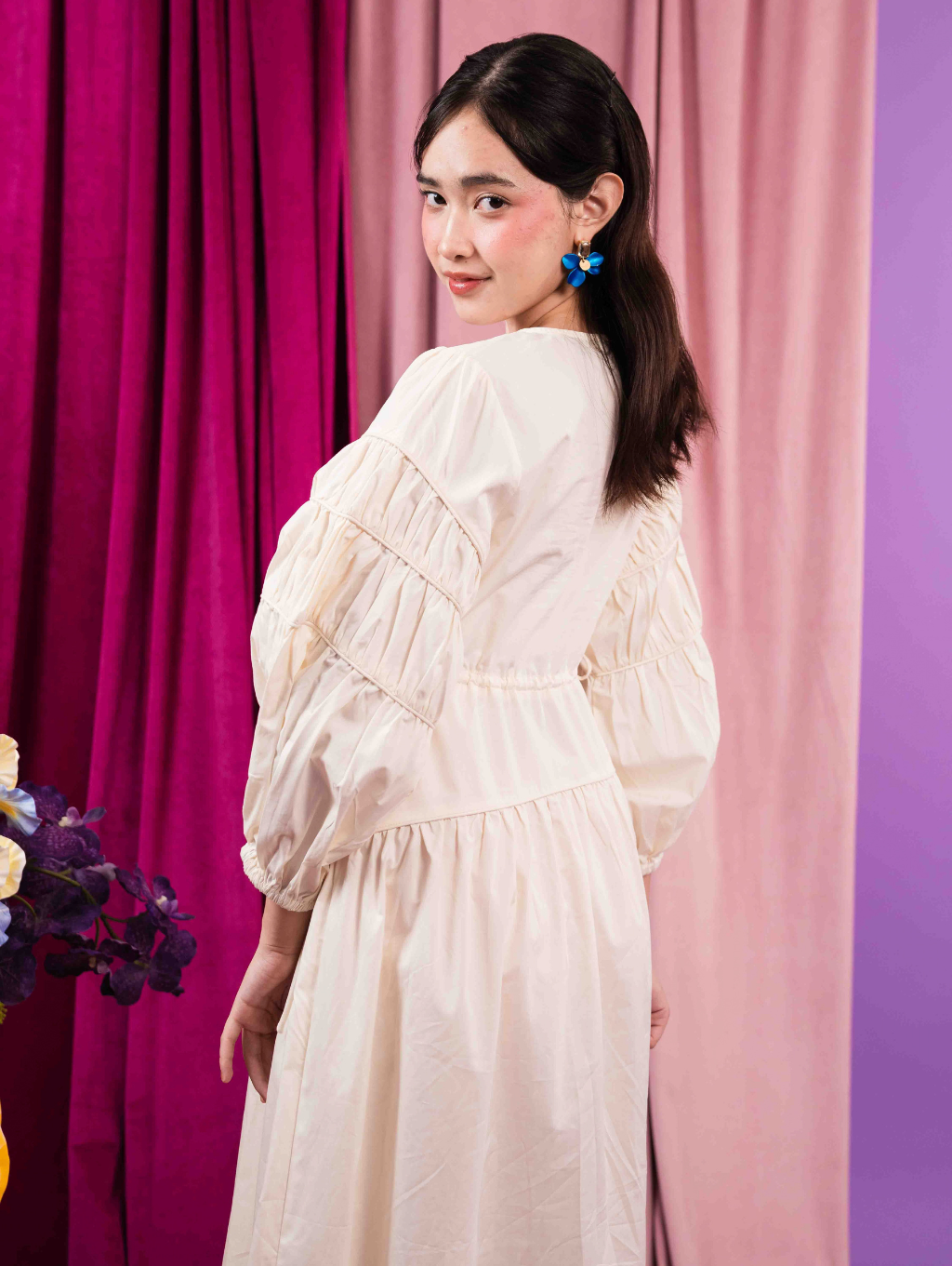 Tiffany Gathered Dress - Off White