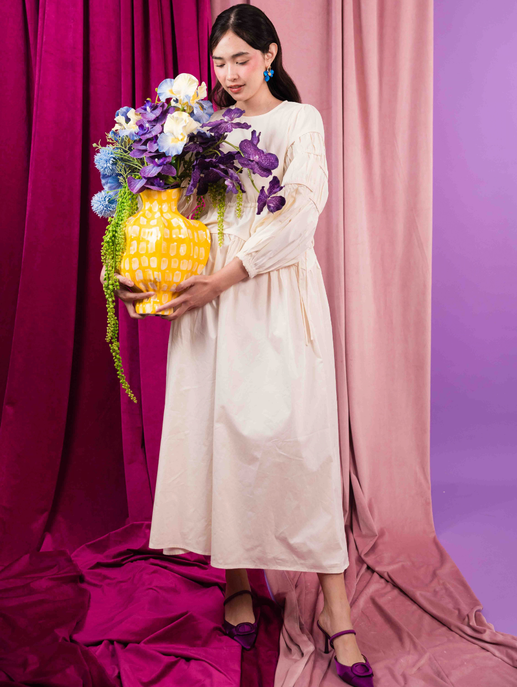 Tiffany Gathered Dress - Off White